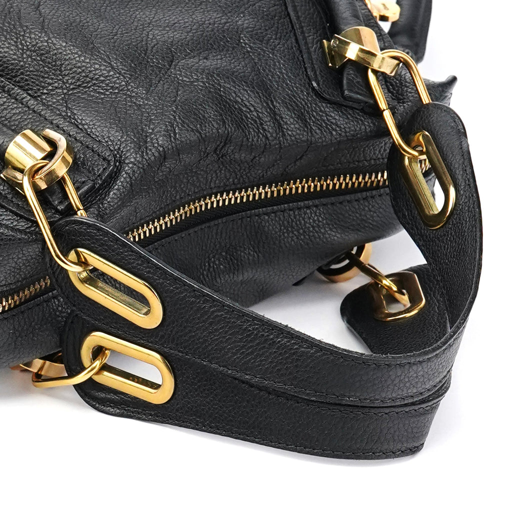 Black Leather Paraty 2-Way Bag