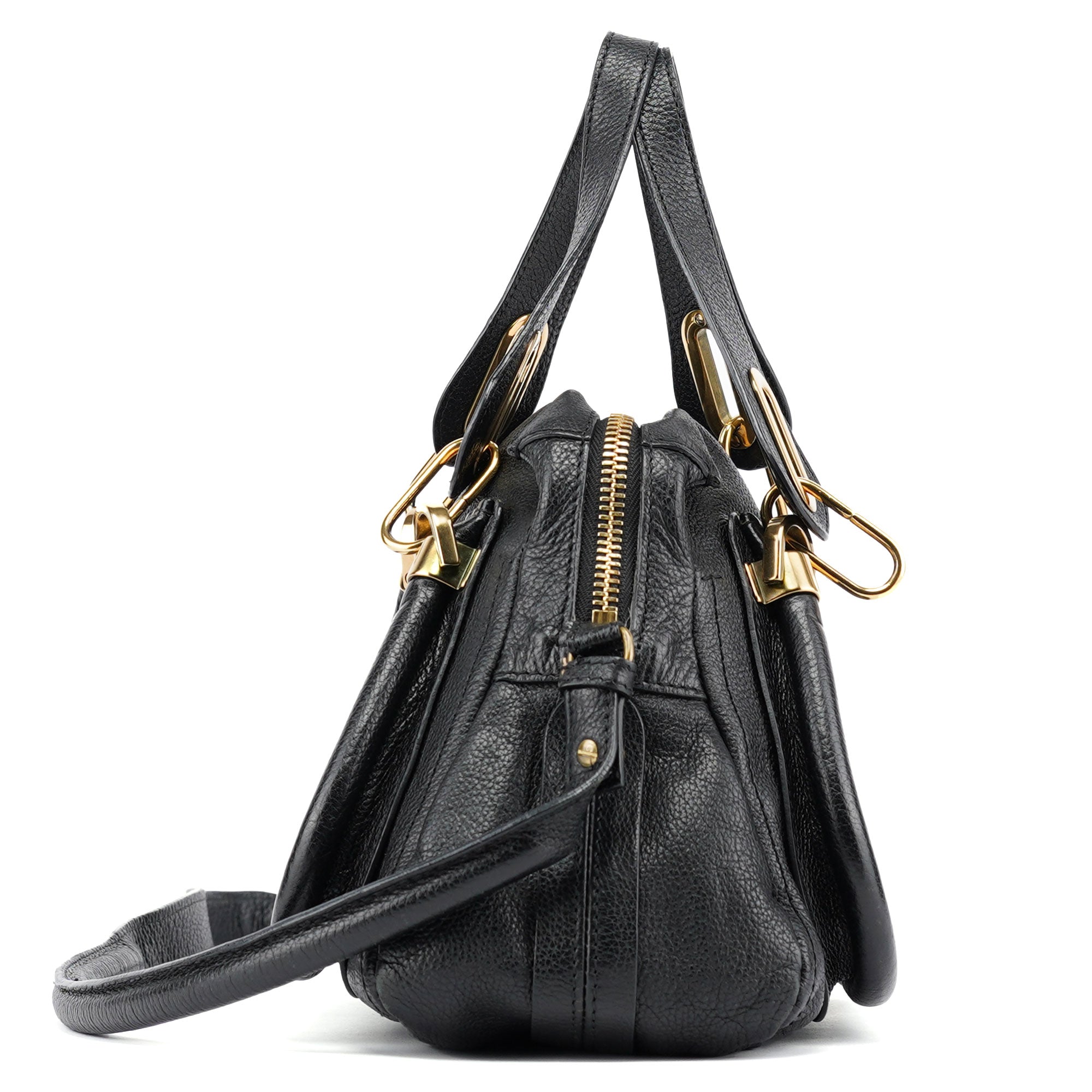 Black Leather Paraty 2-Way Shoulder Bag