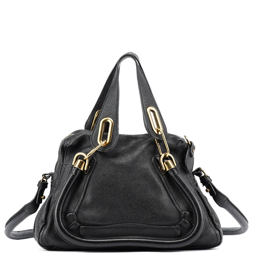 Black Leather Paraty 2-Way Shoulder Bag