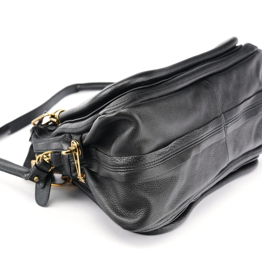 Black Leather Paraty 2-Way Shoulder Bag