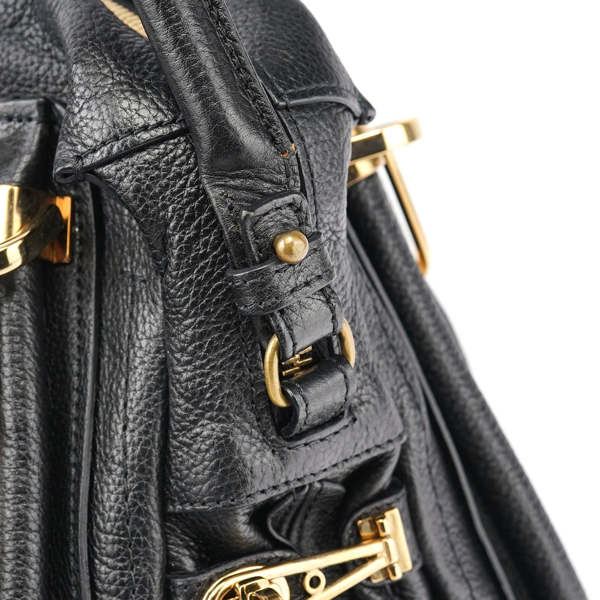Black Leather Paraty 2-Way Shoulder Bag