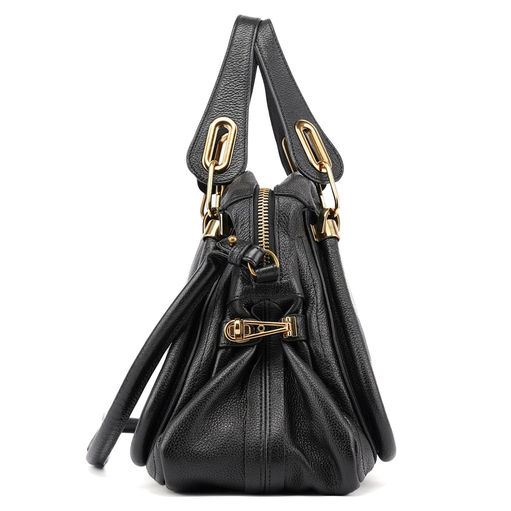 Black Leather Paraty 2-Way Shoulder Bag