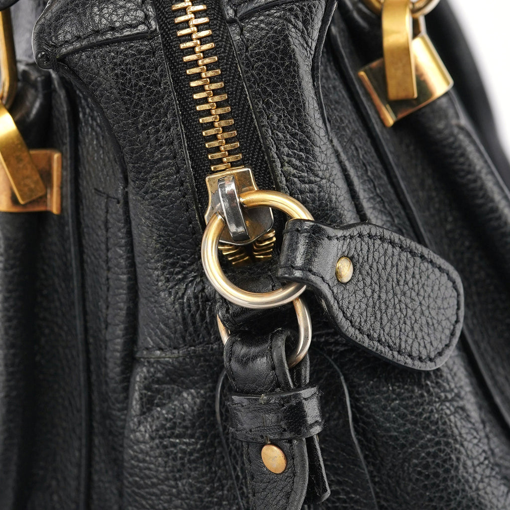 Black Leather Paraty 2-Way Shoulder Bag