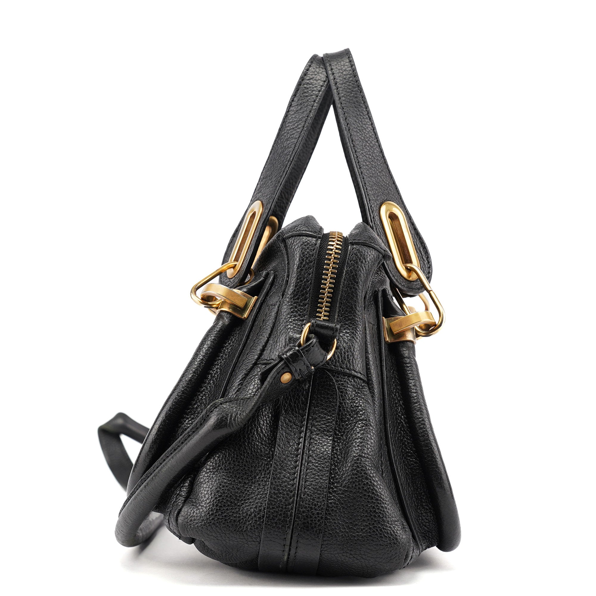 Black Leather Paraty 2-Way Shoulder Bag