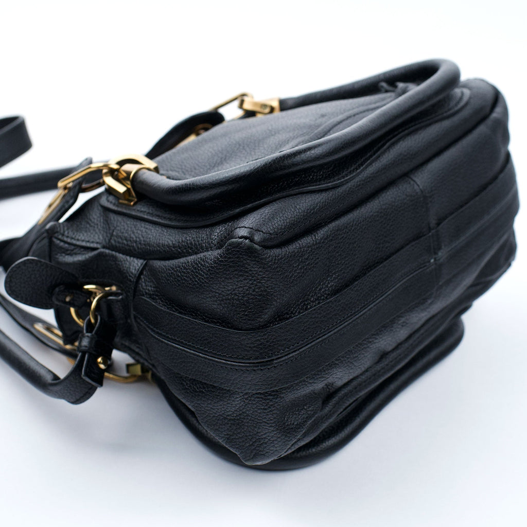 Black Leather Paraty 2-Way Shoulder Bag