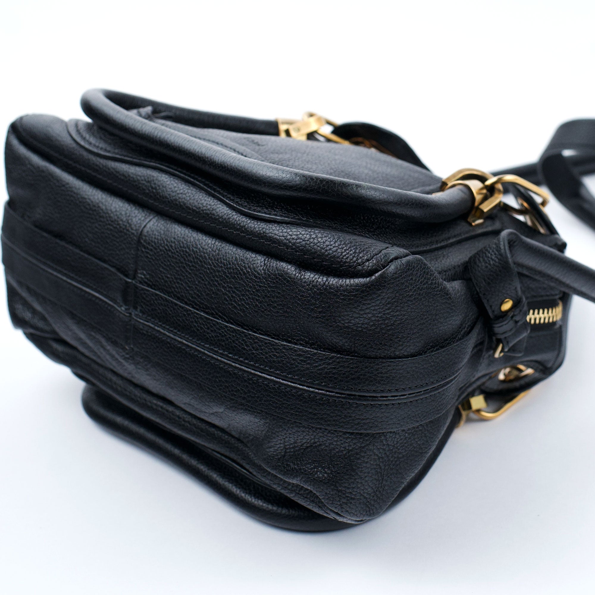 Black Leather Paraty 2-Way Shoulder Bag