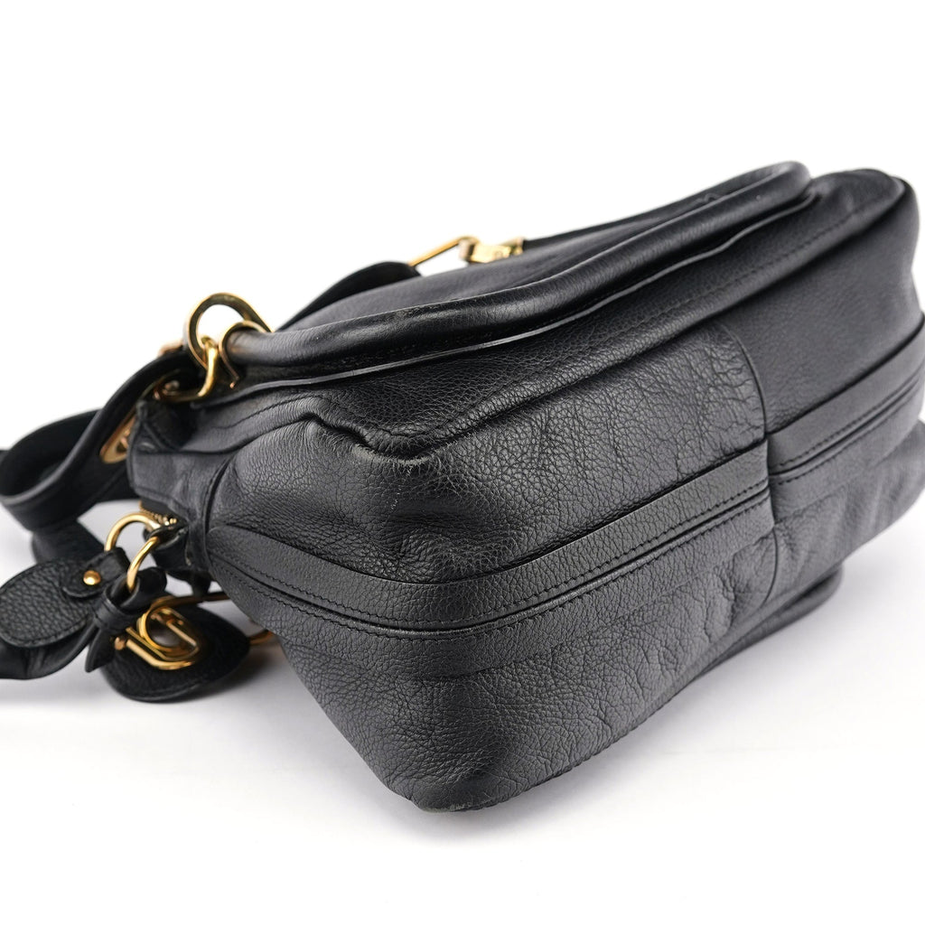 Black Leather Paraty 2-Way Shoulder Bag