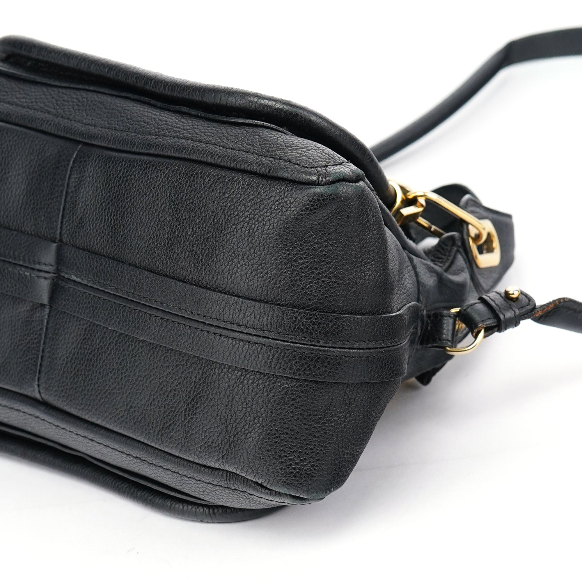 Black Leather Paraty 2-Way Shoulder Bag