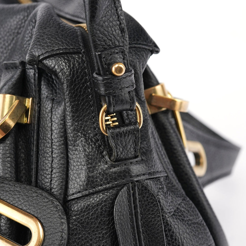 Black Leather Paraty 2-Way Shoulder Bag
