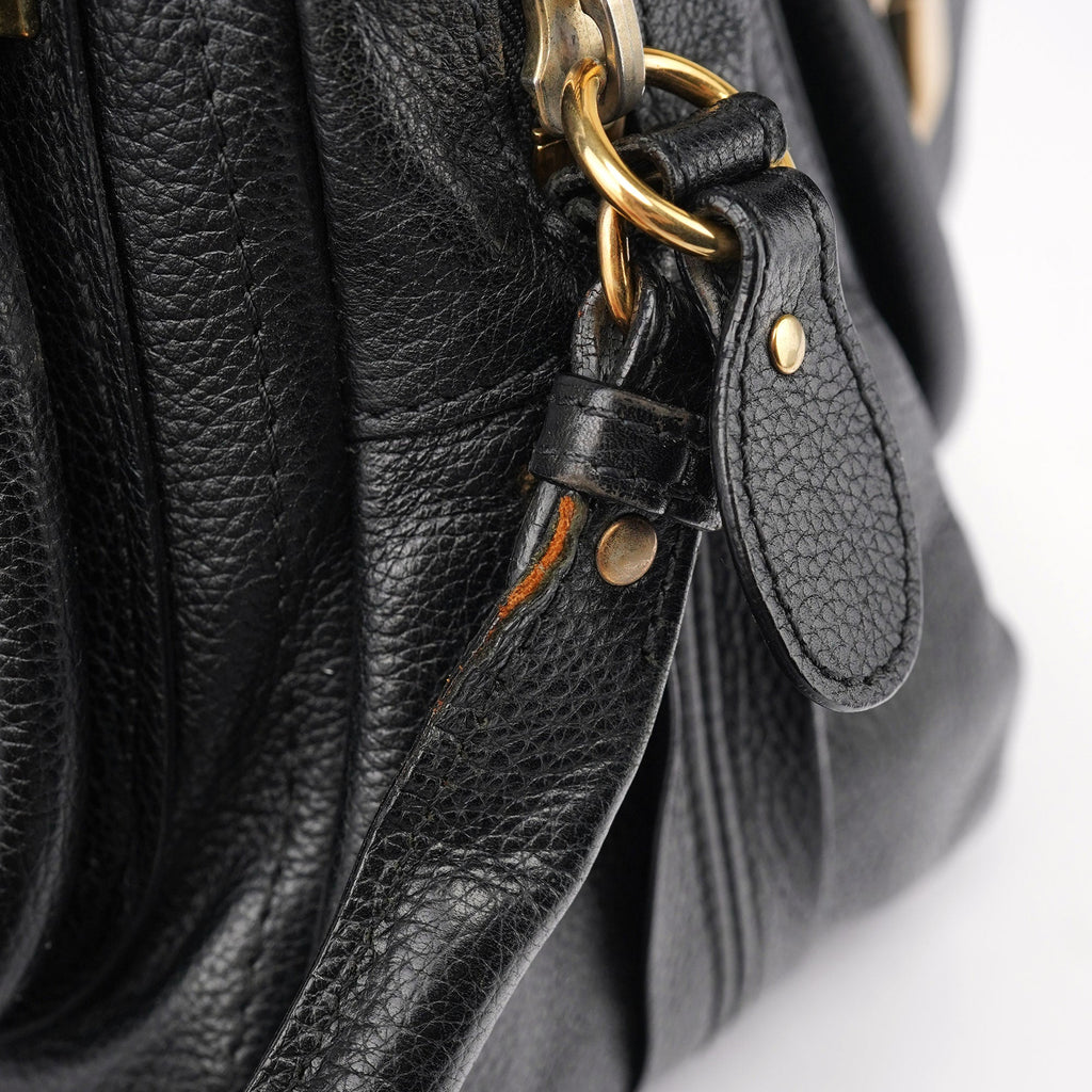 Black Leather Paraty 2-Way Shoulder Bag