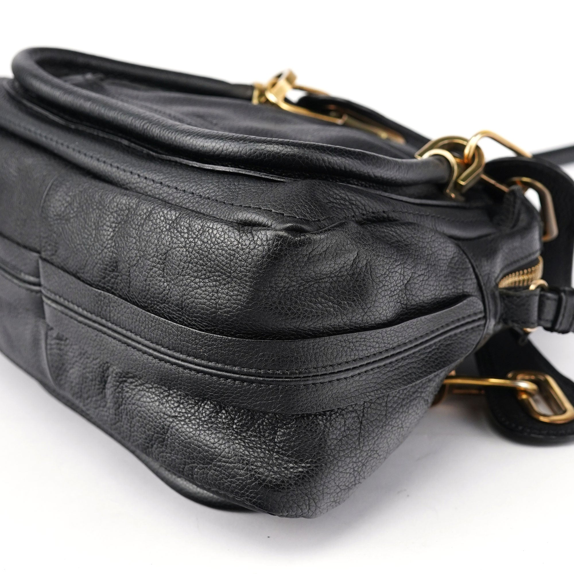 Black Leather Paraty 2-Way Shoulder Bag