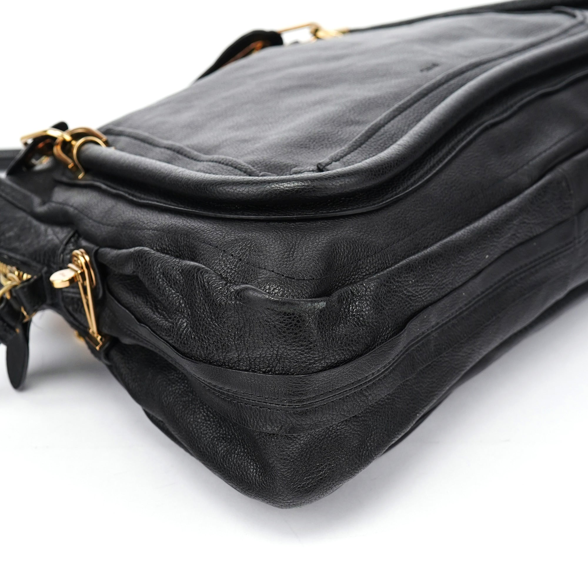 Black Leather Paraty 2-Way Shoulder Bag