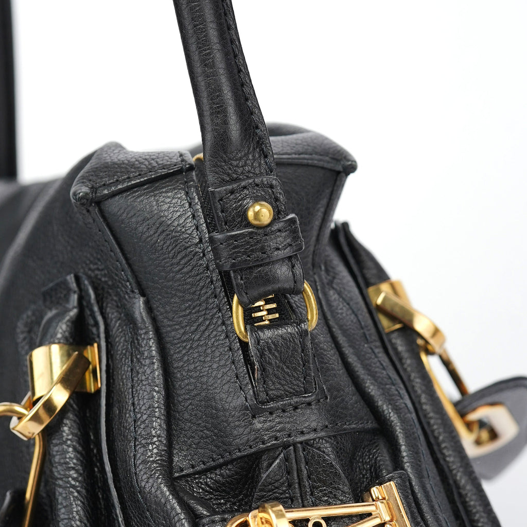 Black Leather Paraty 2-Way Shoulder Bag