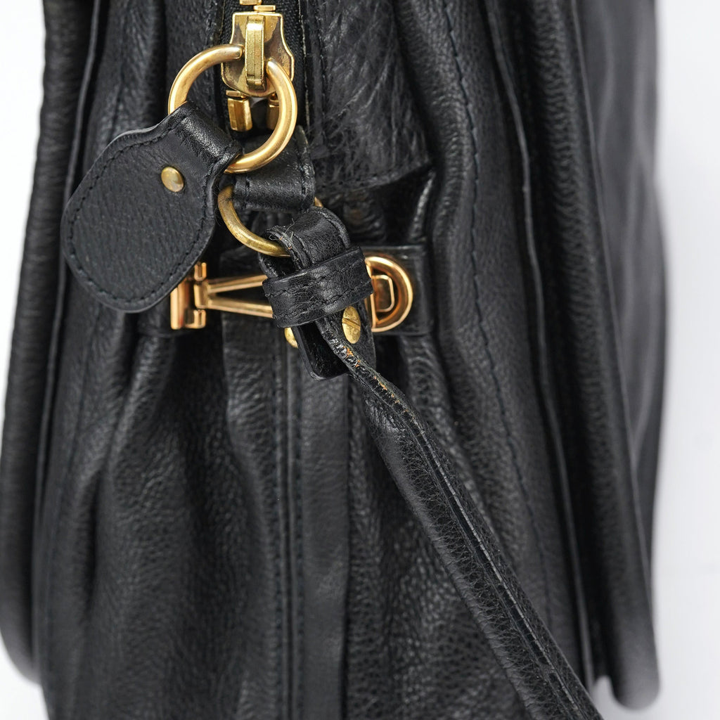 Black Leather Paraty 2-Way Shoulder Bag