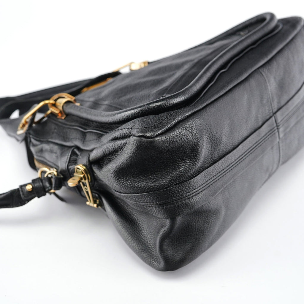 Black Leather Paraty 2-Way Shoulder Bag