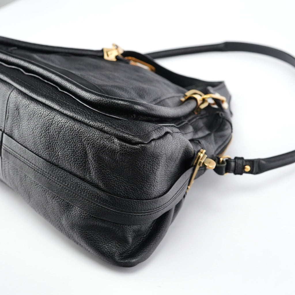 Black Leather Paraty 2-Way Shoulder Bag