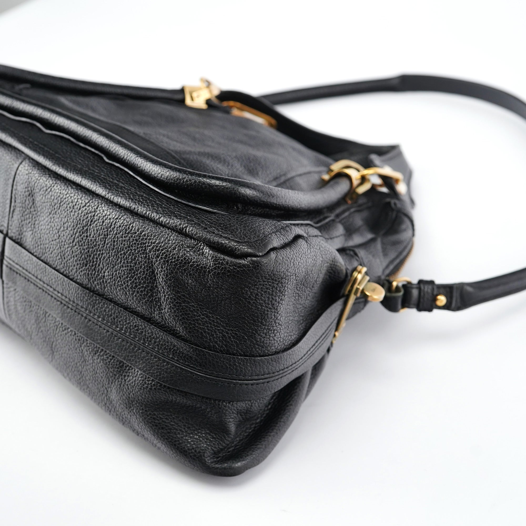 Black Leather Paraty 2-Way Shoulder Bag