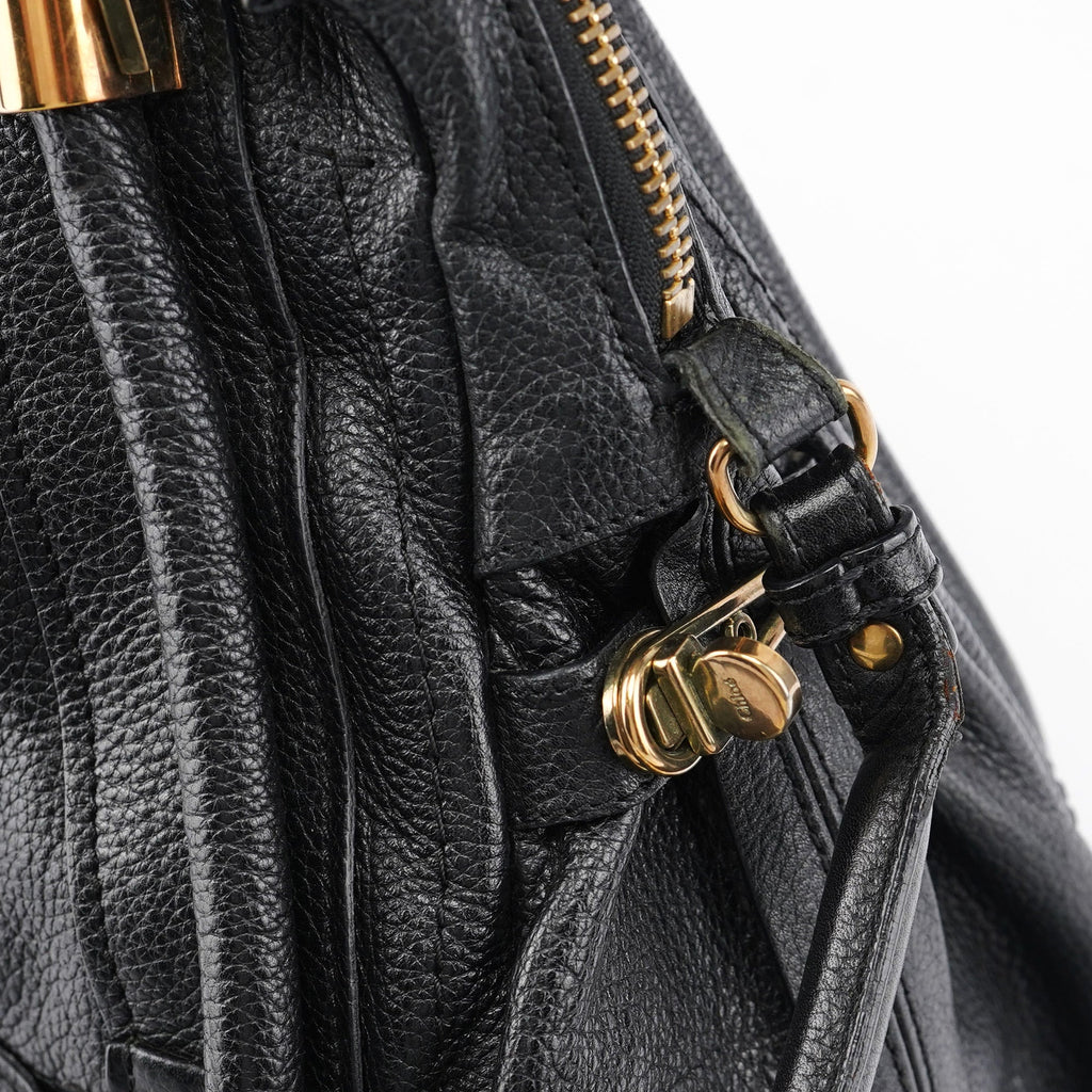 Black Leather Paraty 2-Way Shoulder Bag