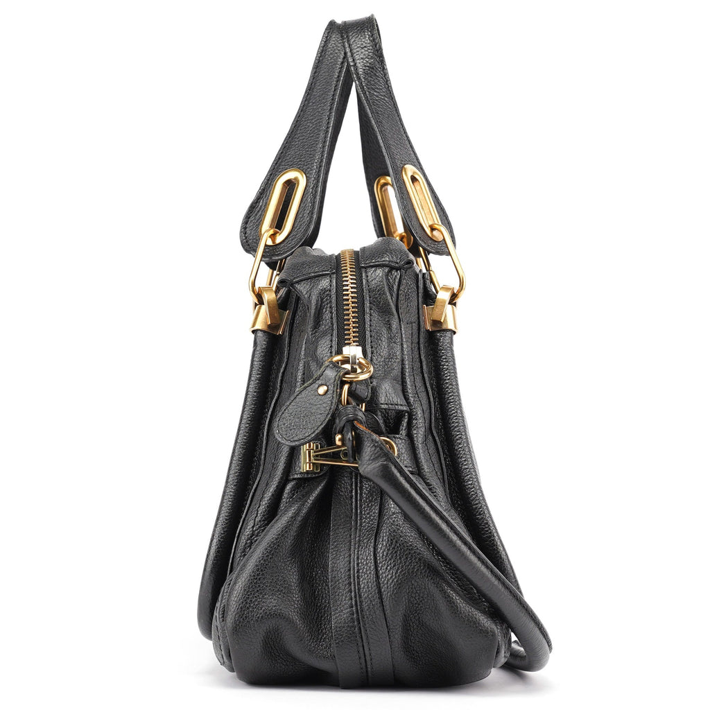 Black Leather Paraty 2-Way Shoulder Bag