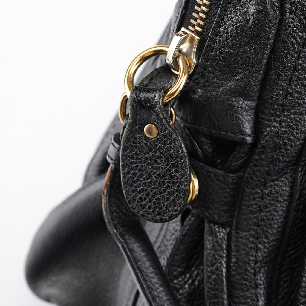 Black Leather Paraty 2-Way Shoulder Bag