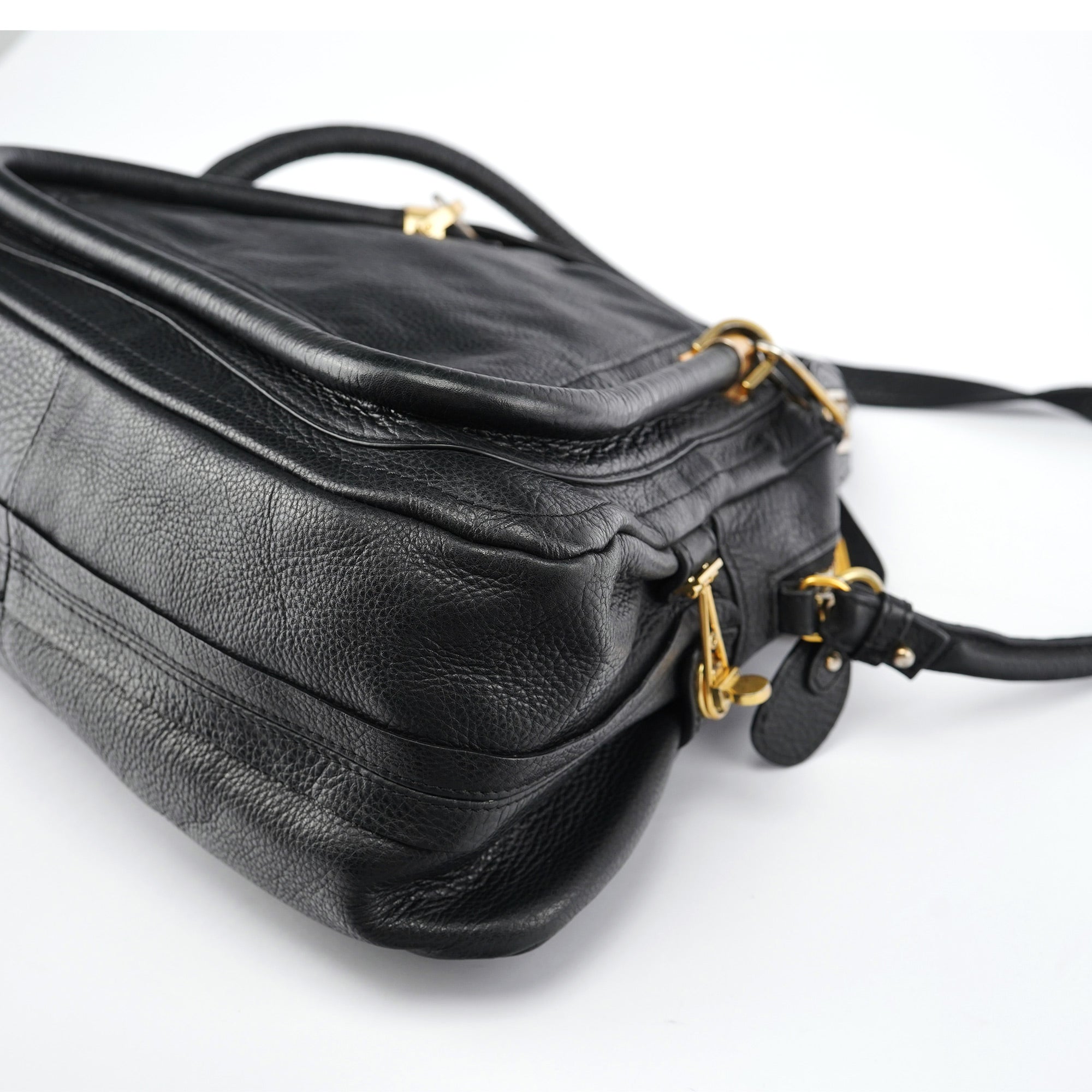 Black Leather Paraty 2-Way Shoulder Bag