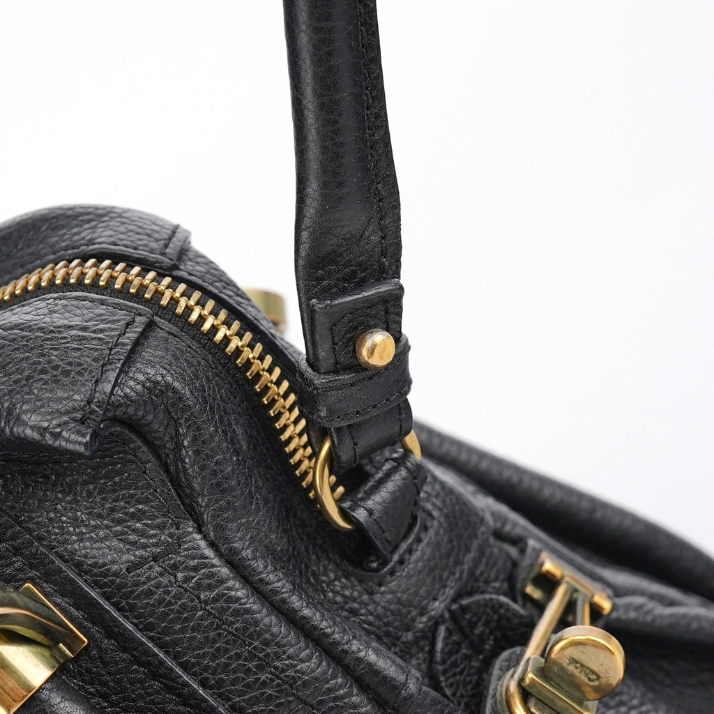 Black Leather Paraty 2-Way Shoulder Bag