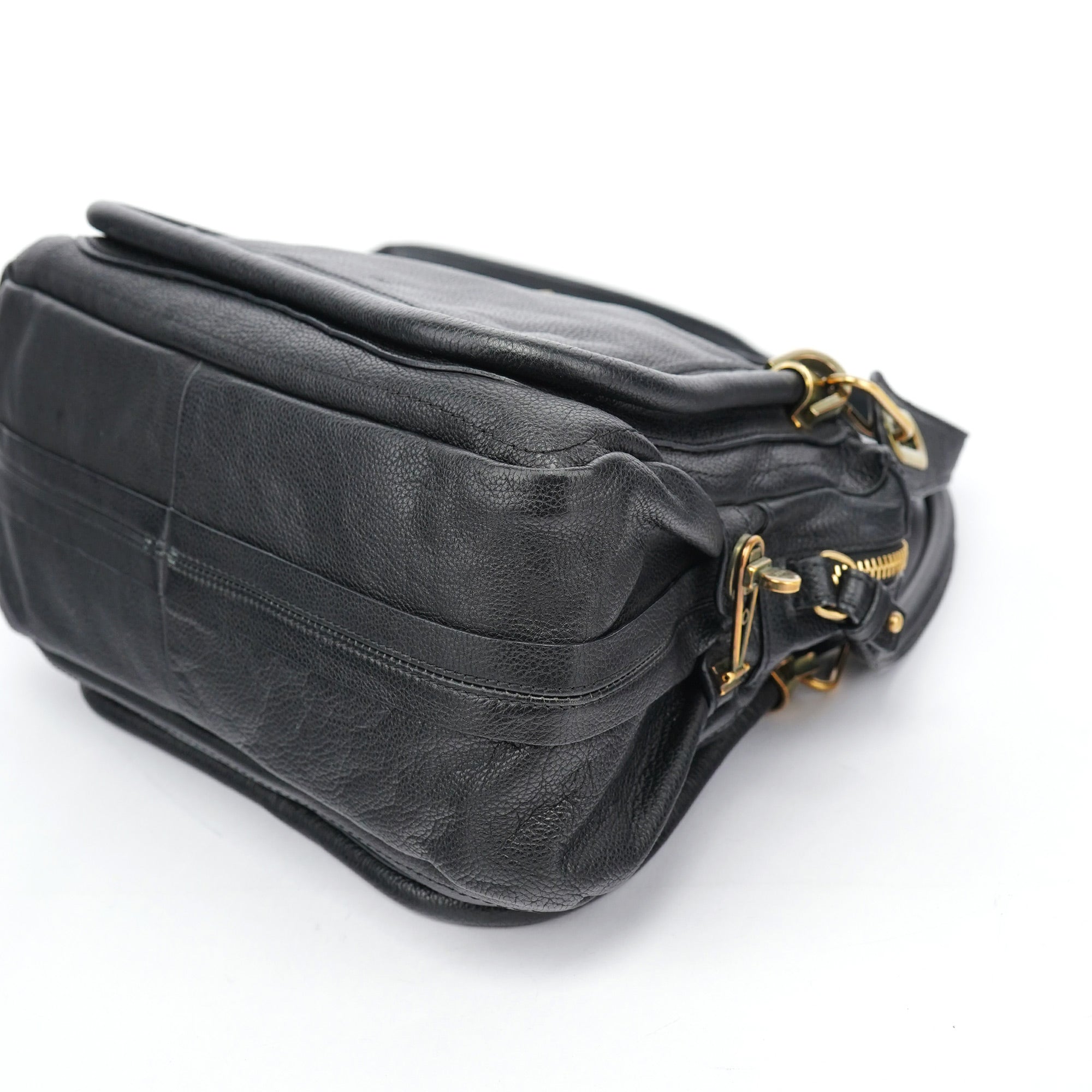 Black Leather Paraty 2-Way Shoulder Bag
