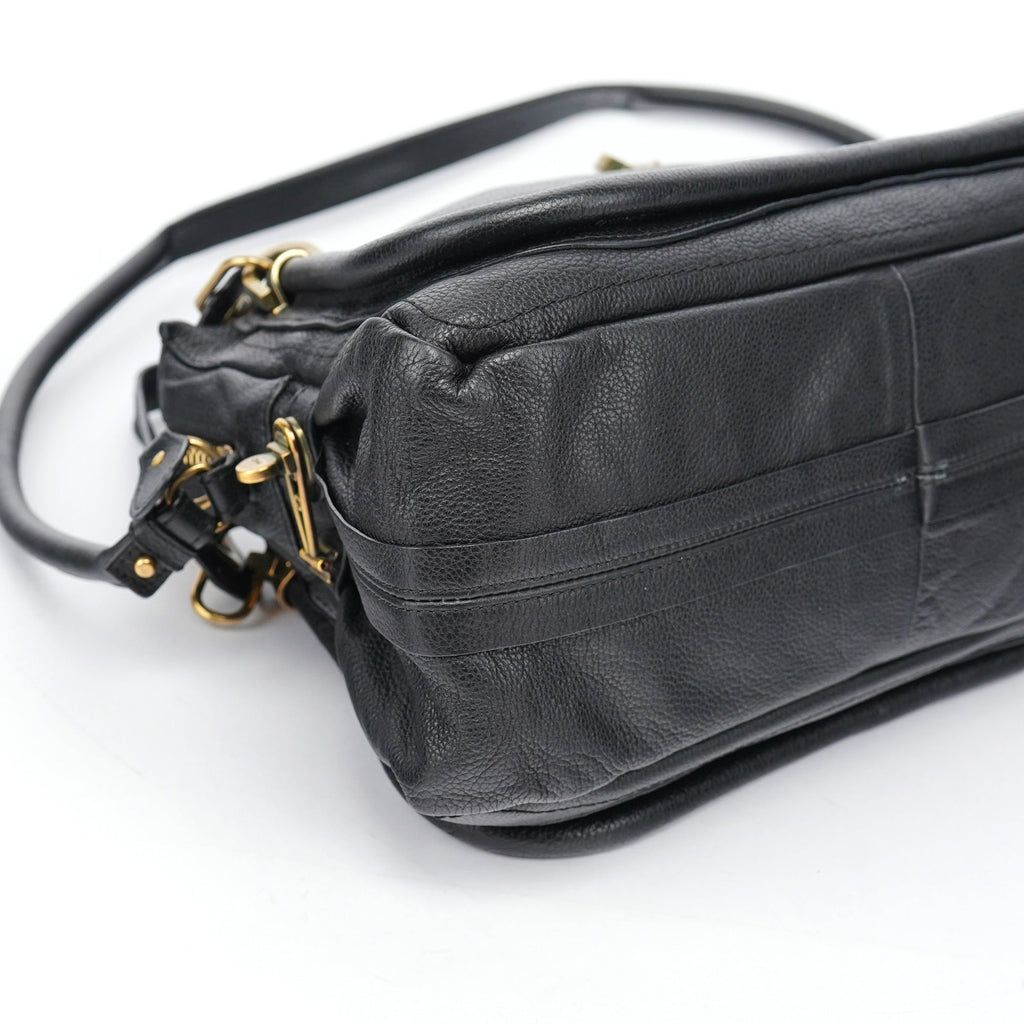 Black Leather Paraty 2-Way Shoulder Bag