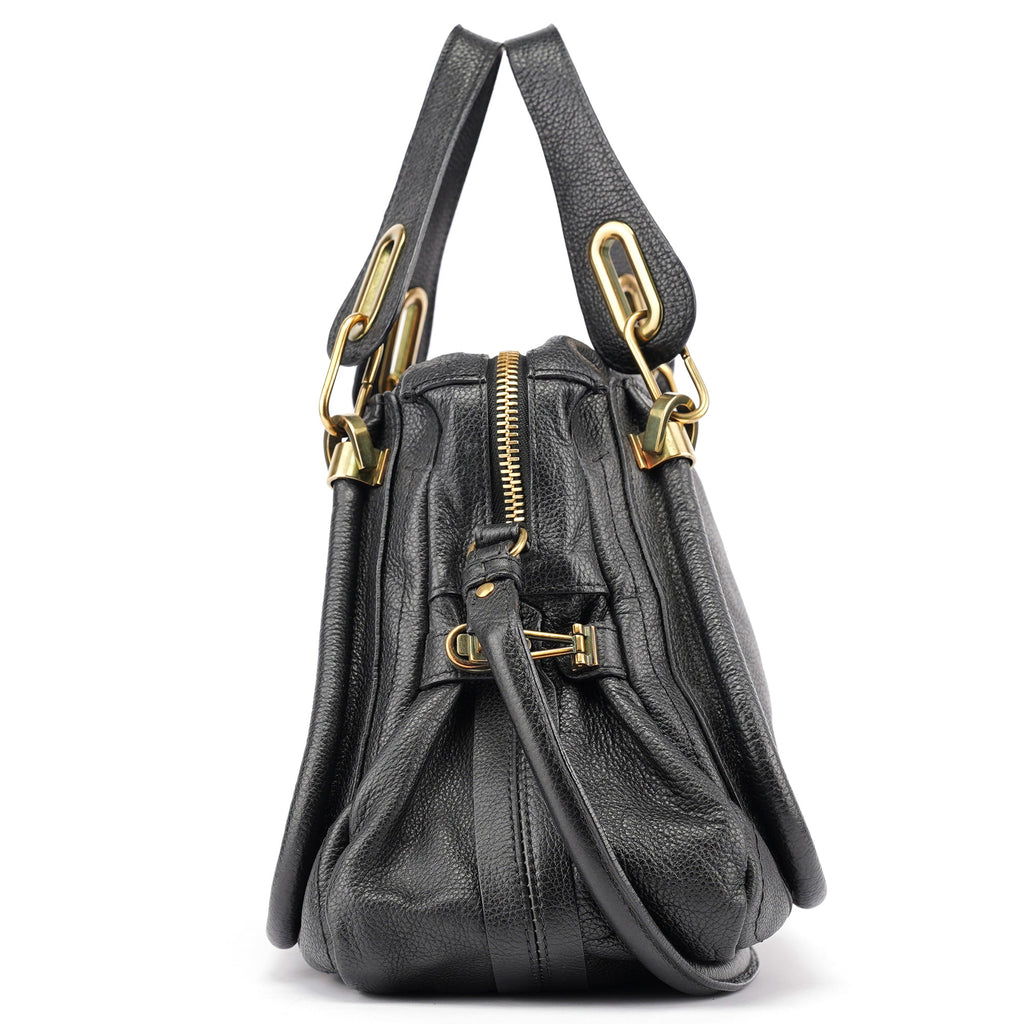 Black Leather Paraty 2-Way Shoulder Bag
