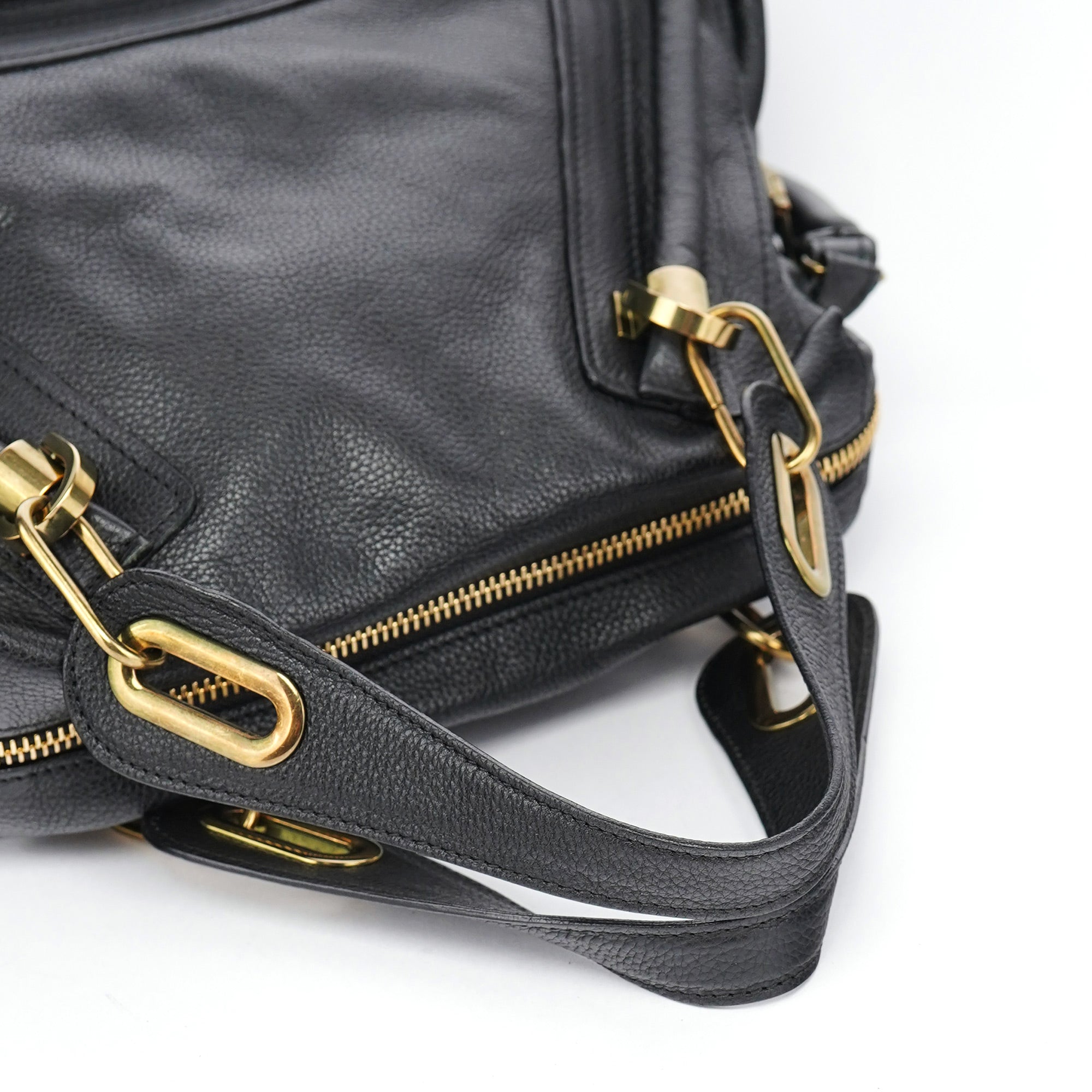 Black Leather Paraty 2-Way Shoulder Bag