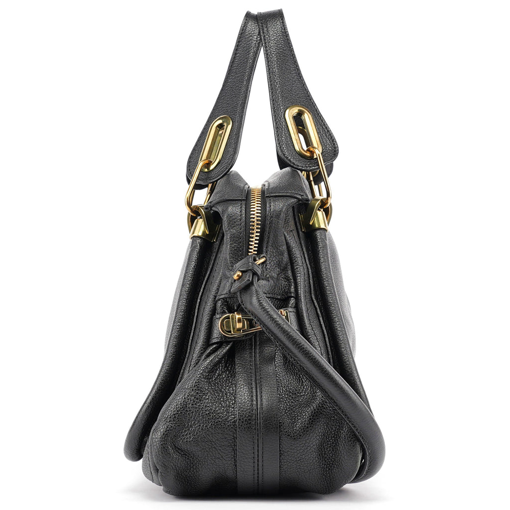 Black Leather Paraty 2-Way Shoulder Bag