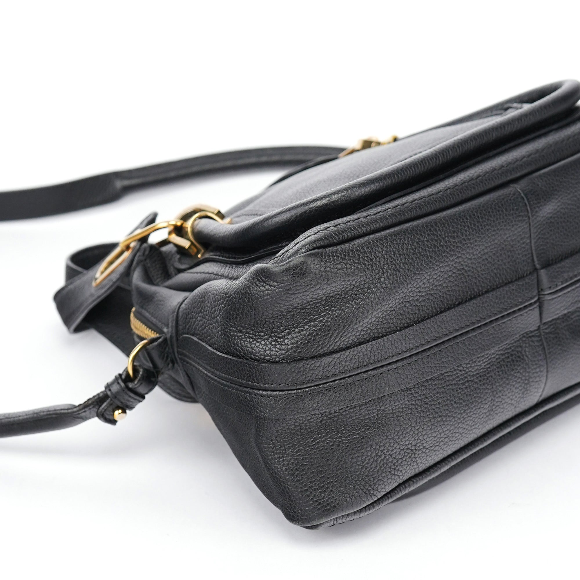 Black Leather Paraty 2-Way Shoulder Bag