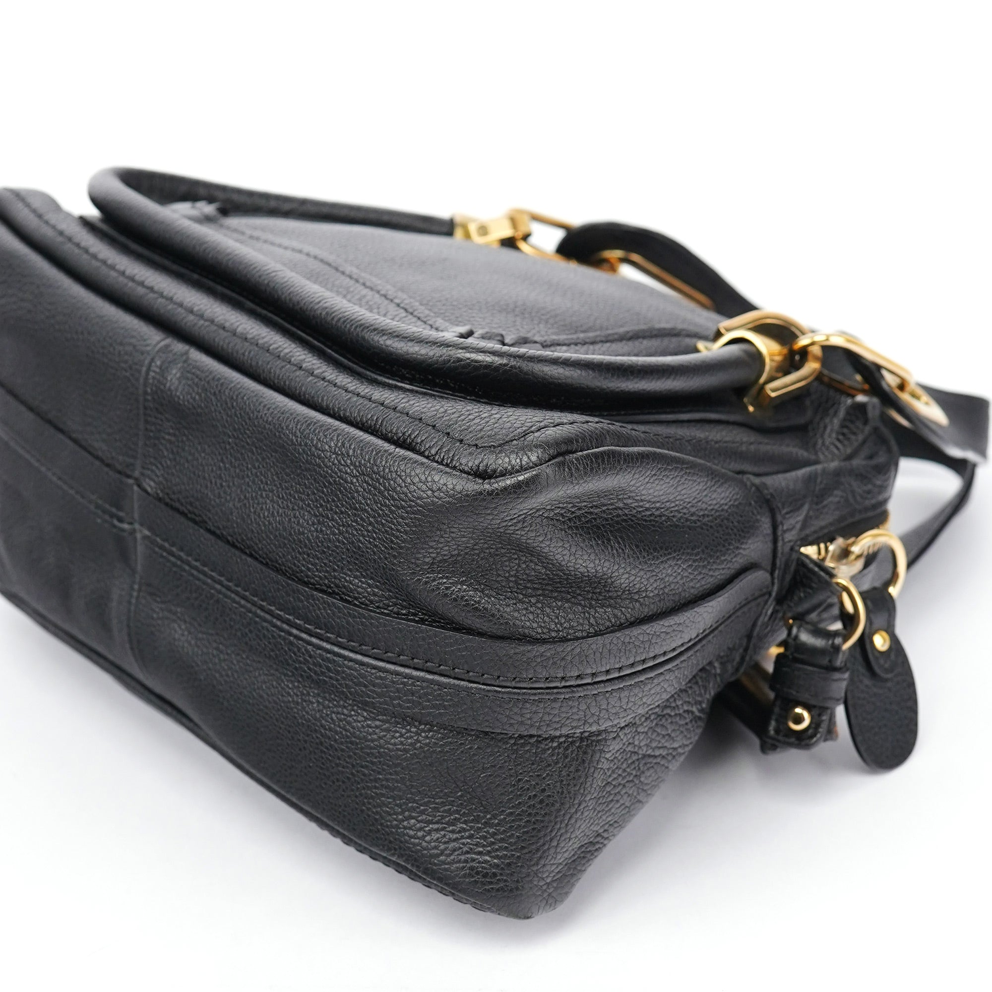 Black Leather Paraty 2-Way Shoulder Bag