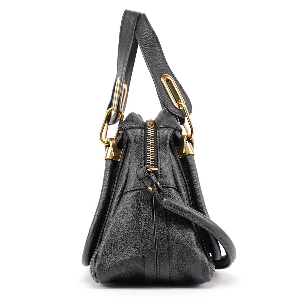 Black Leather Paraty 2-Way Shoulder Bag