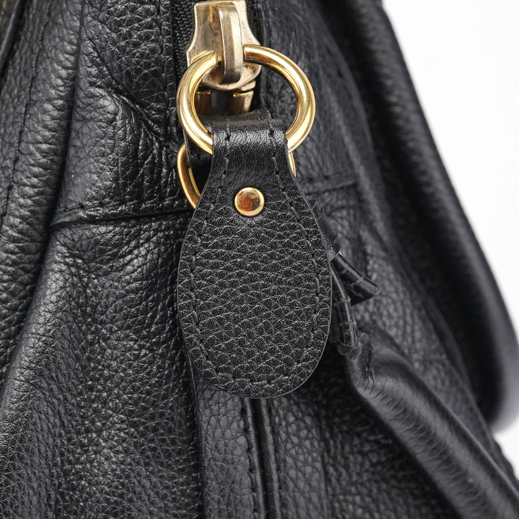 Black Leather Paraty 2-Way Shoulder Bag