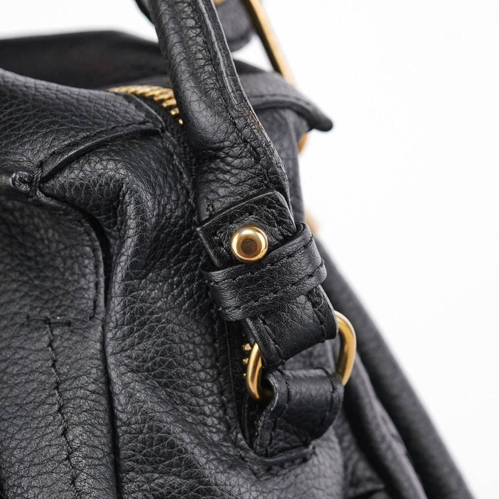 Black Leather Paraty 2-Way Shoulder Bag