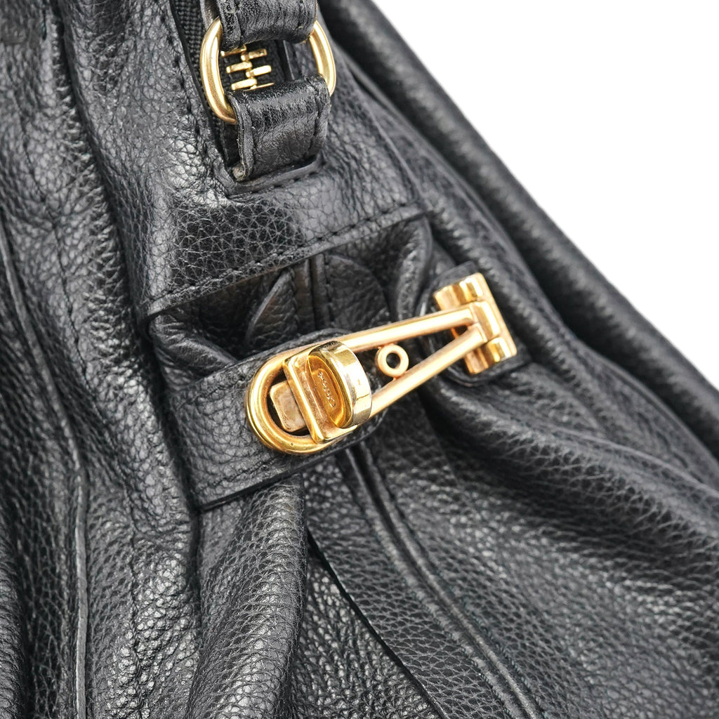 Black Leather Paraty 2-Way Shoulder Bag