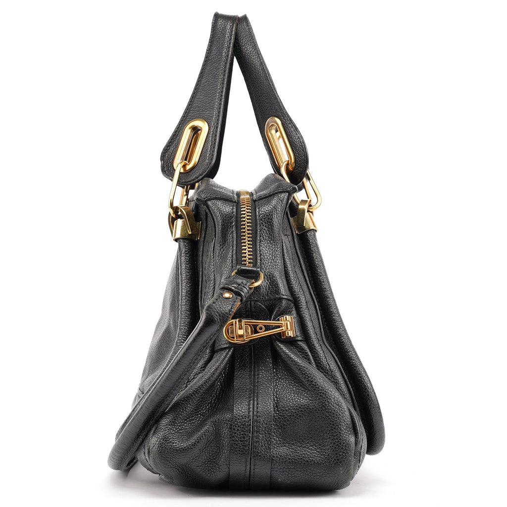 Black Leather Paraty 2-Way Shoulder Bag