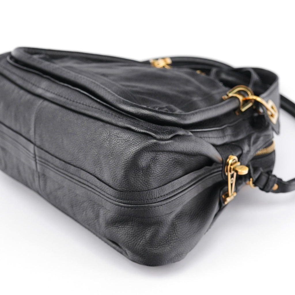 Black Leather Paraty 2-Way Shoulder Bag