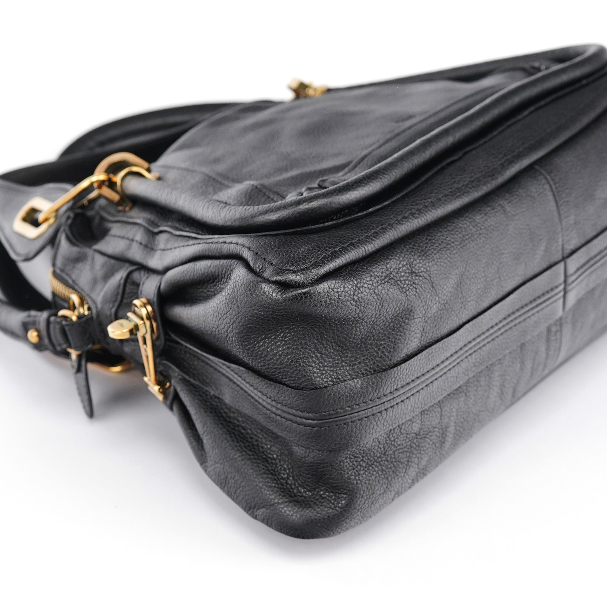 Black Leather Paraty 2-Way Shoulder Bag