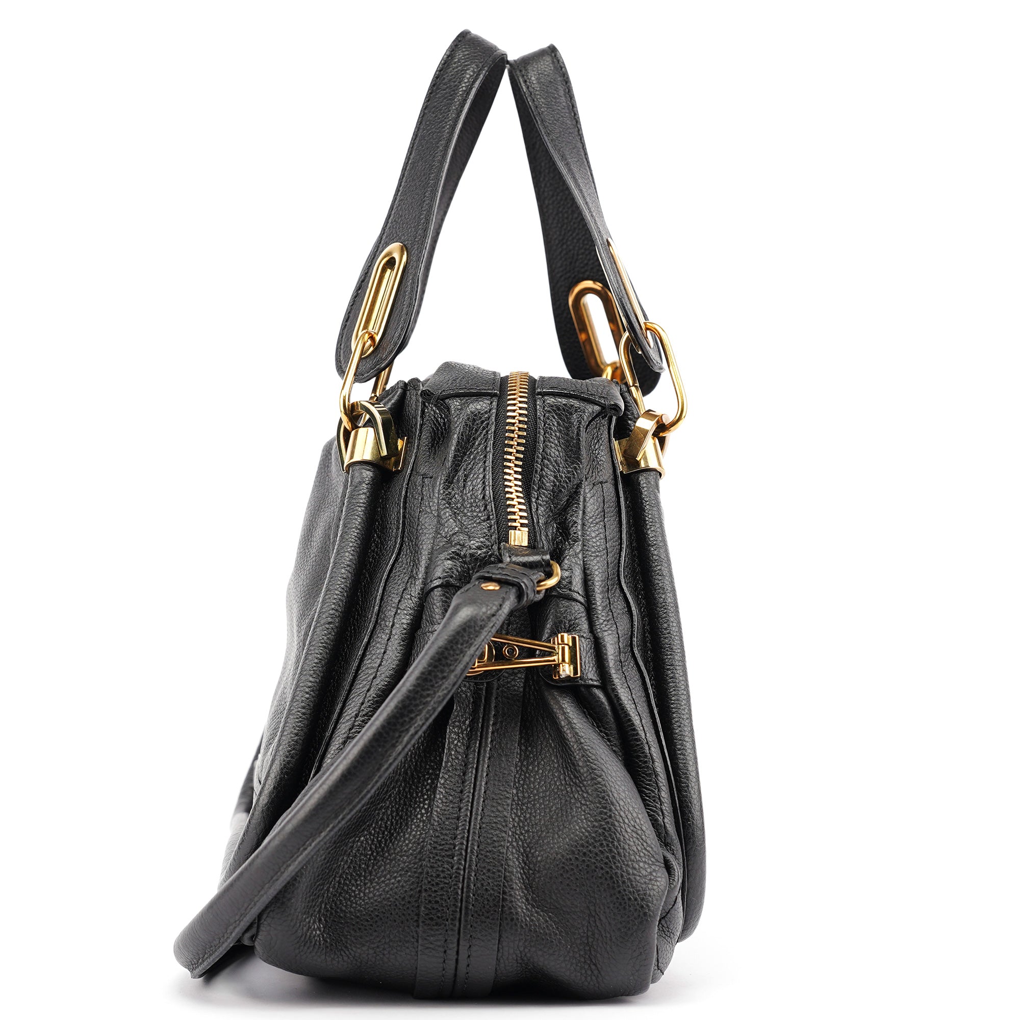 Black Leather Paraty 2-Way Shoulder Bag