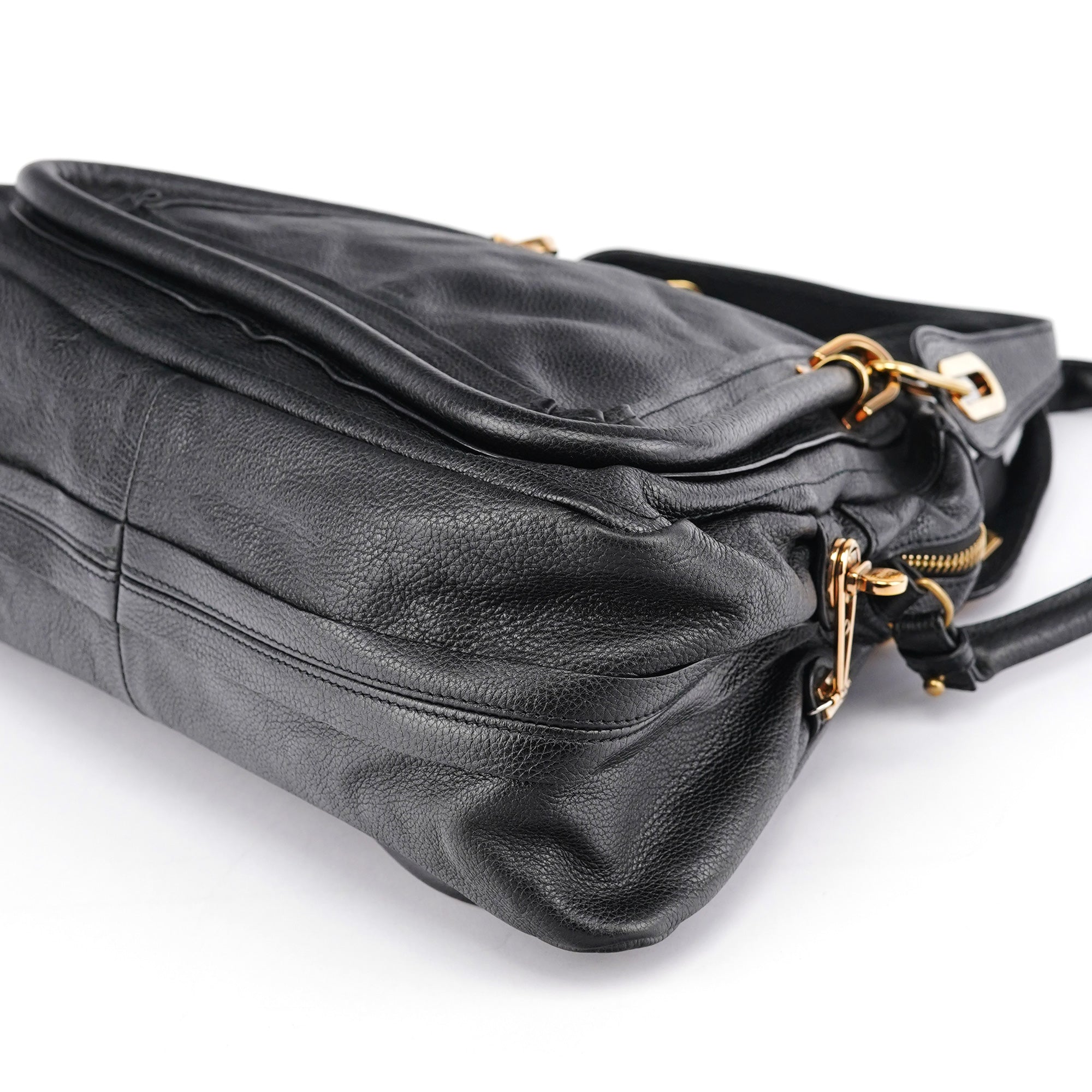 Black Leather Paraty 2-Way Shoulder Bag