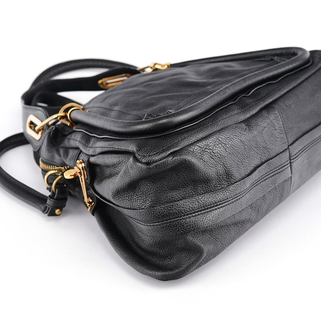 Black Leather Paraty 2-Way Shoulder Bag