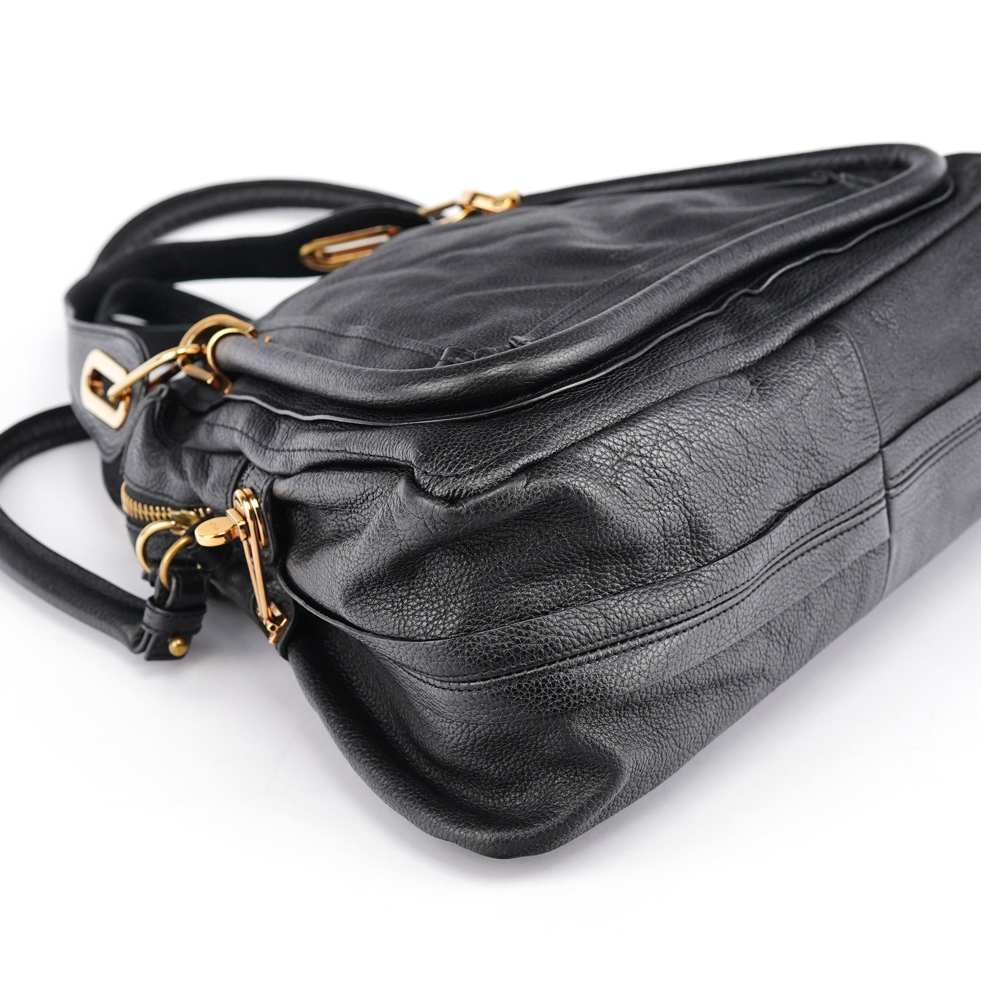 Black Leather Paraty 2-Way Shoulder Bag