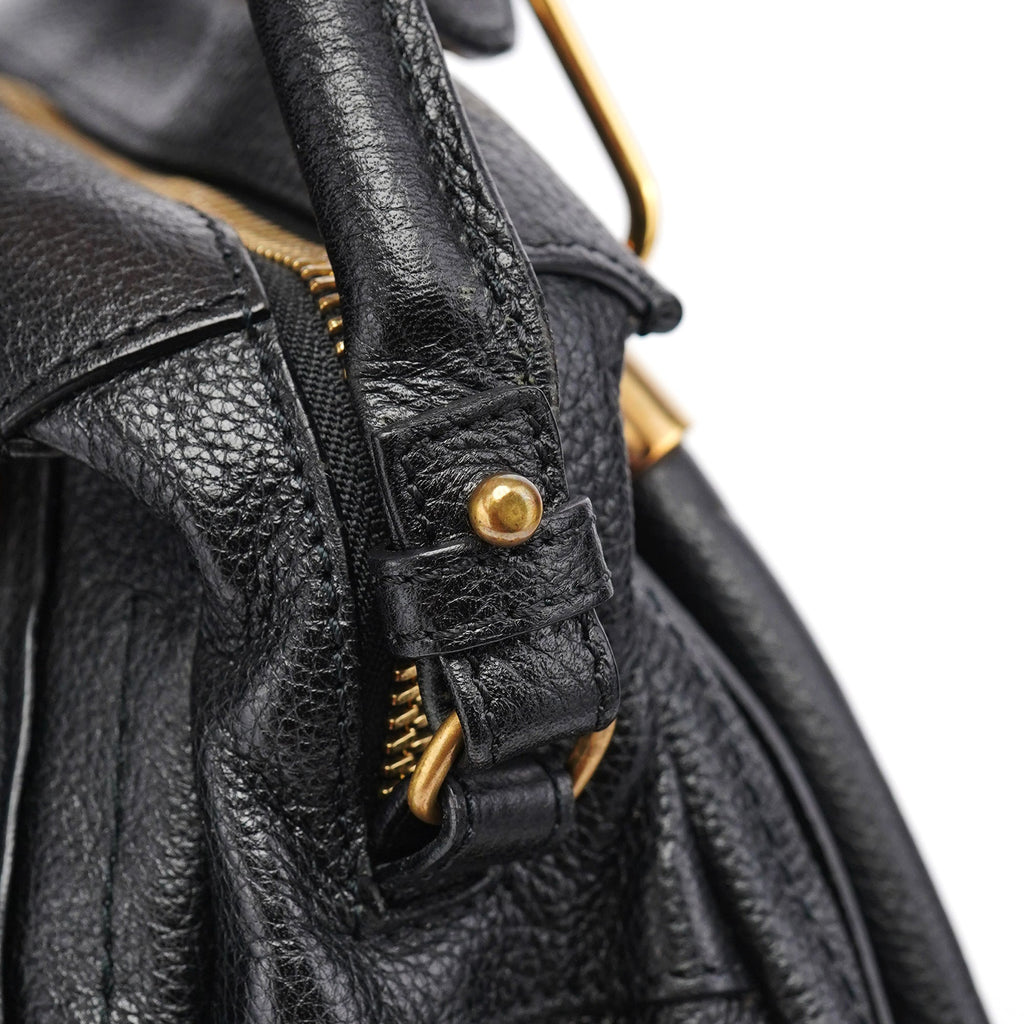 Black Leather Paraty 2-Way Shoulder Bag