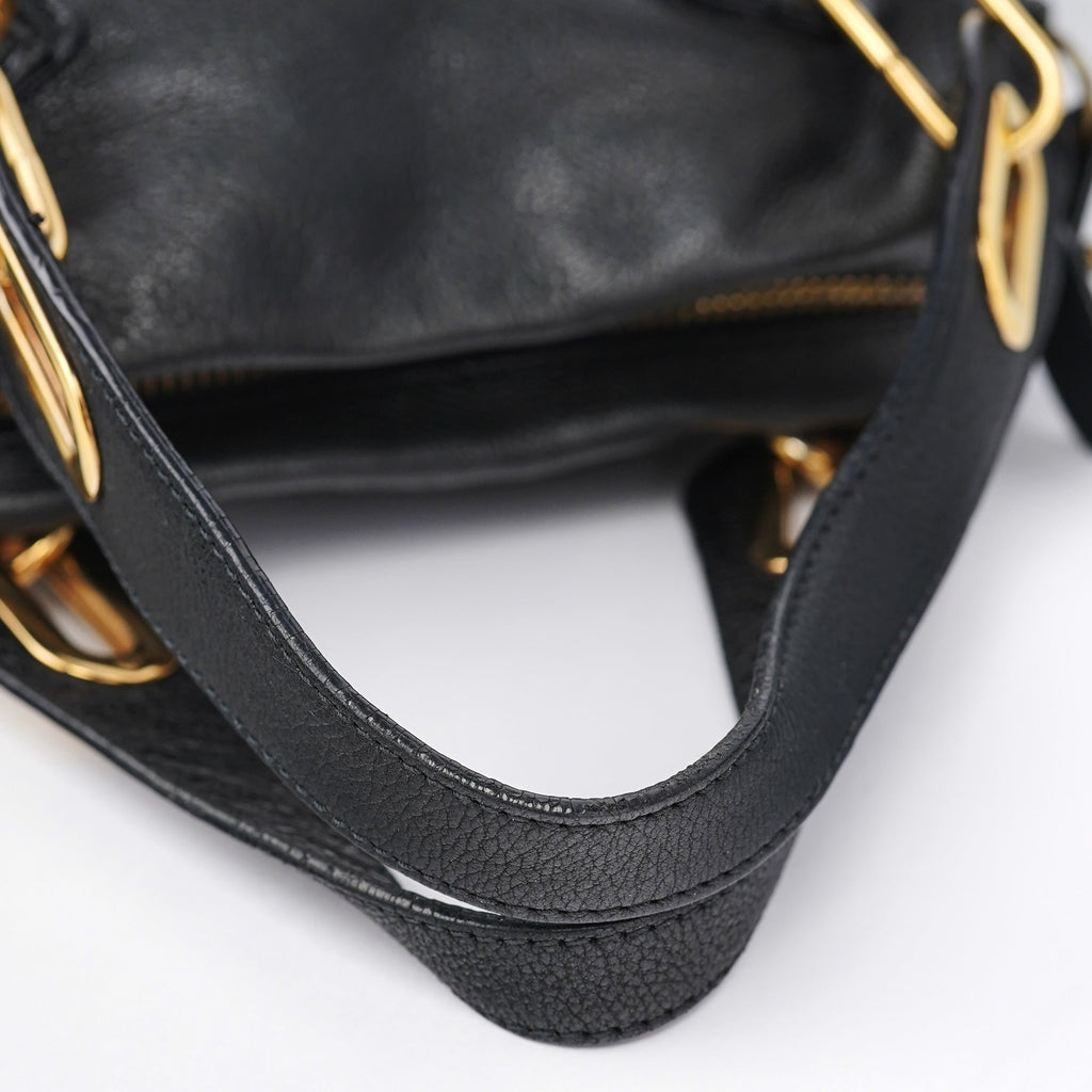 Black Leather Paraty 2-Way Shoulder Bag