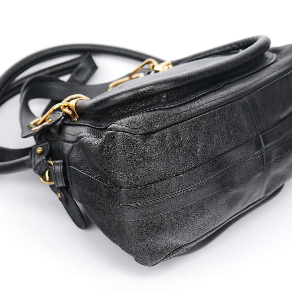 Black Leather Paraty 2-Way Shoulder Bag