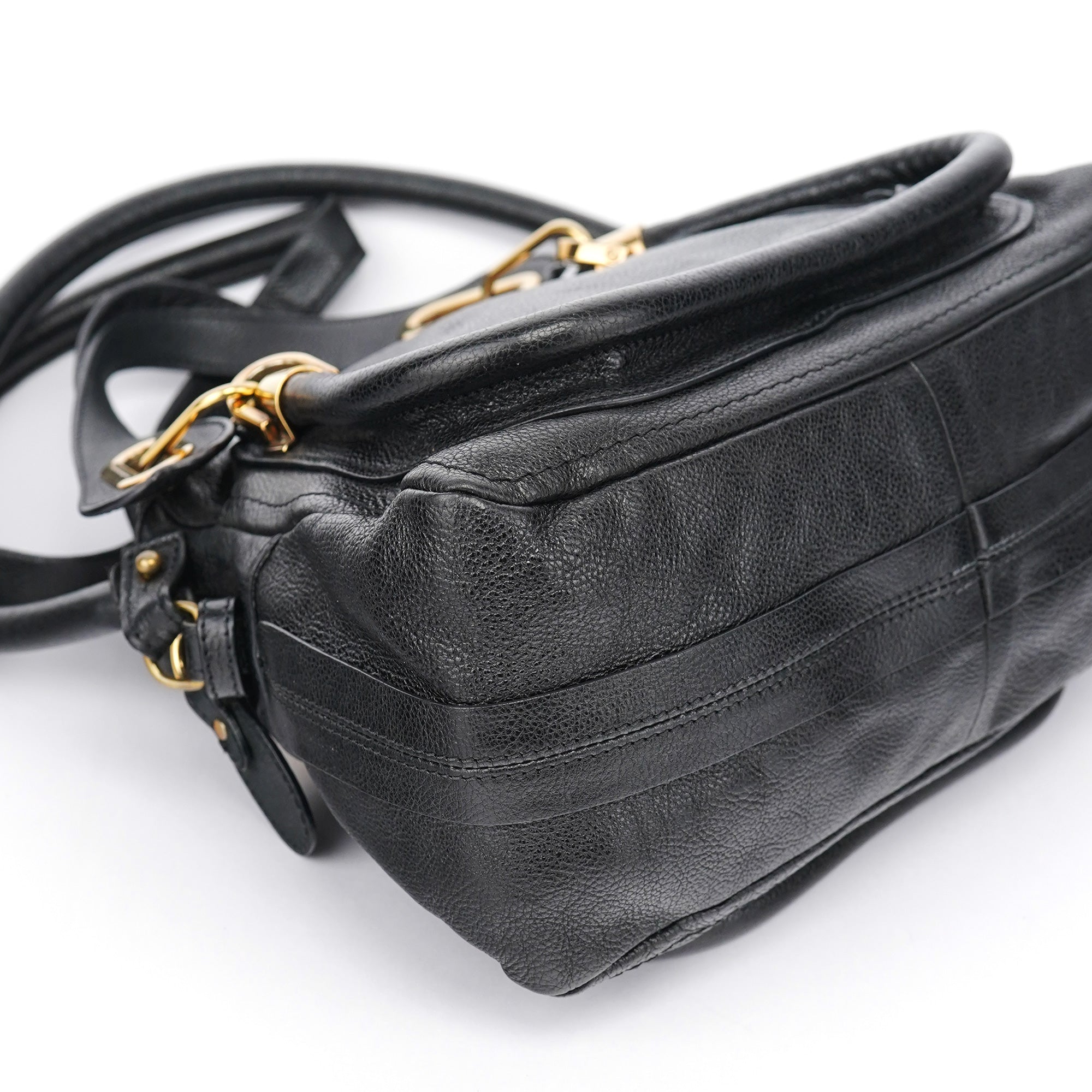 Black Leather Paraty 2-Way Shoulder Bag
