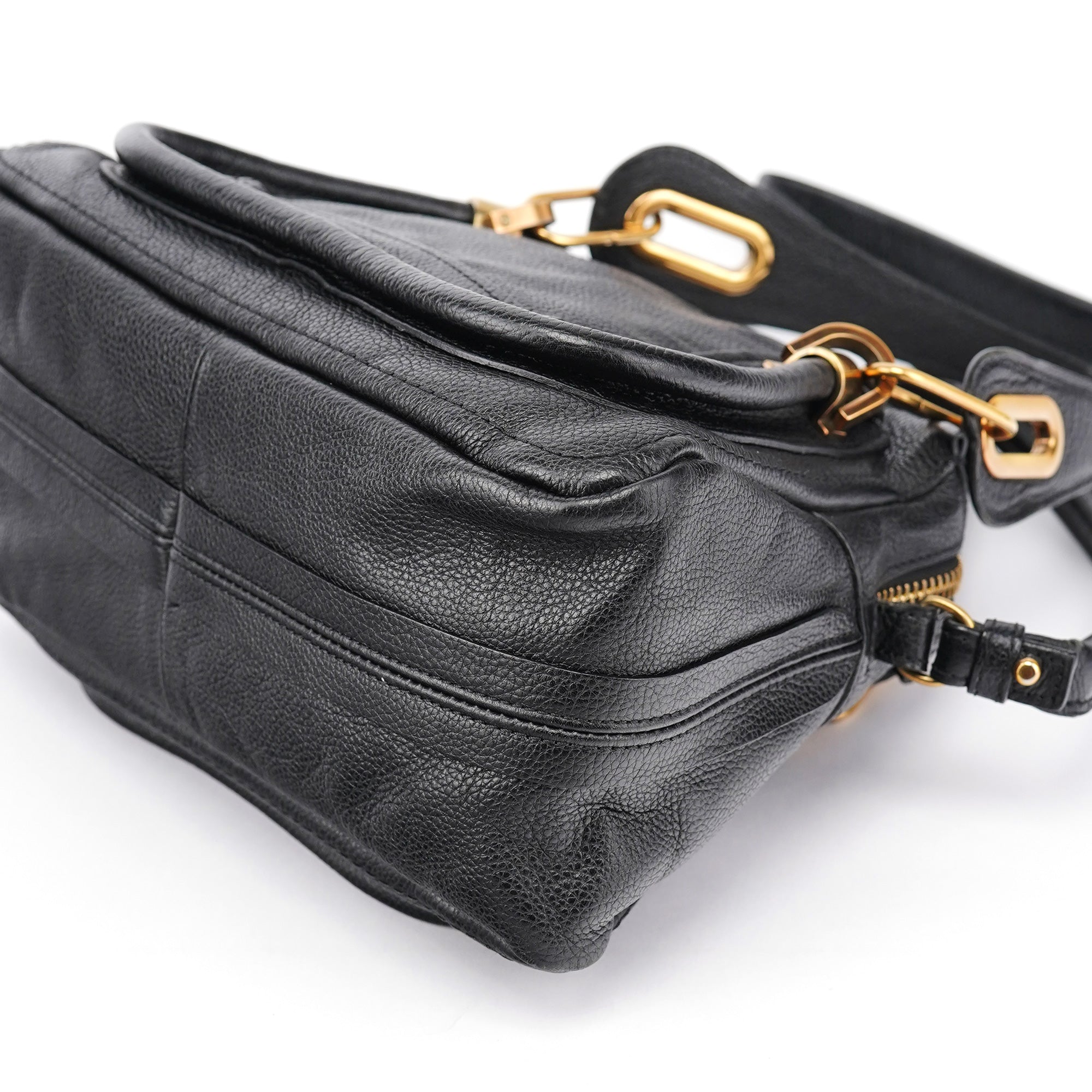 Black Leather Paraty 2-Way Shoulder Bag