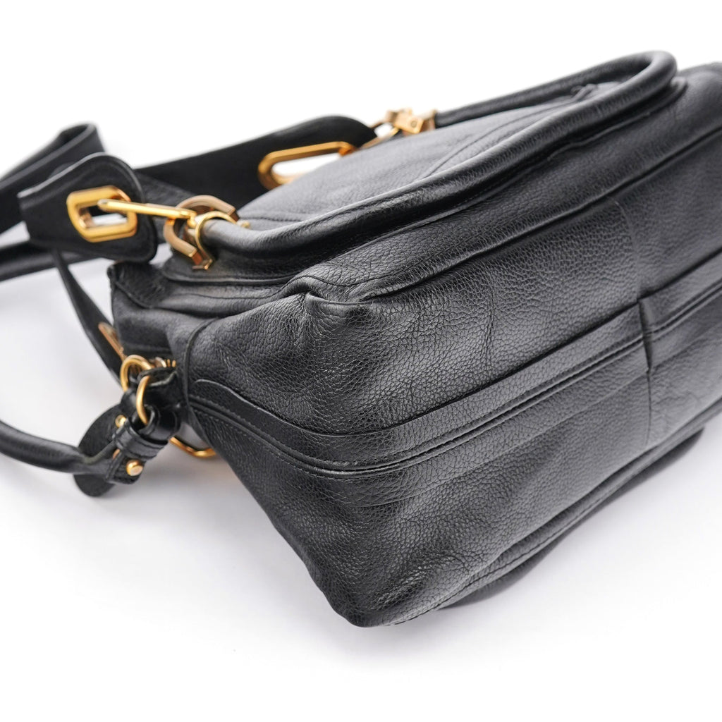 Black Leather Paraty 2-Way Shoulder Bag